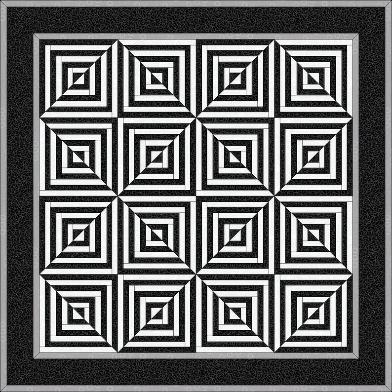 Quilt Pattern Simulating Blocks Digital PDF Quilt Block Pattern|optical Illusion Quilt Block Pattern ...