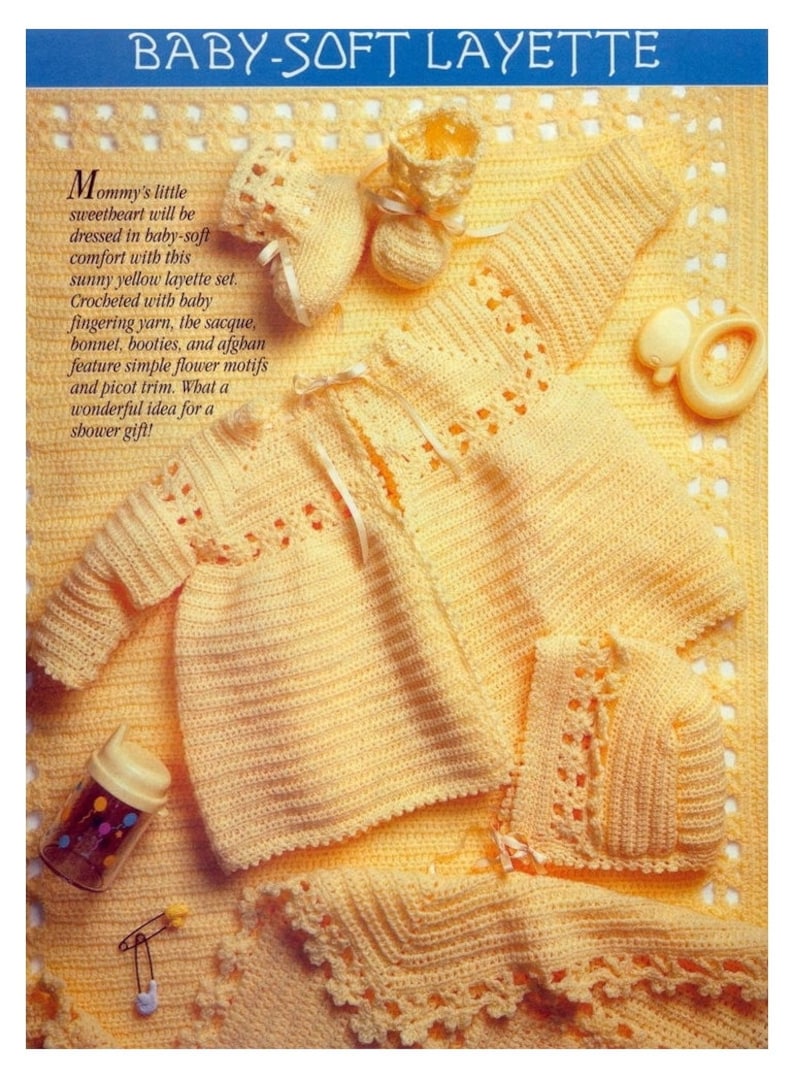 Vintage Crochet Pattern Babysoft Layette Baby Layette Set Etsy Denmark
