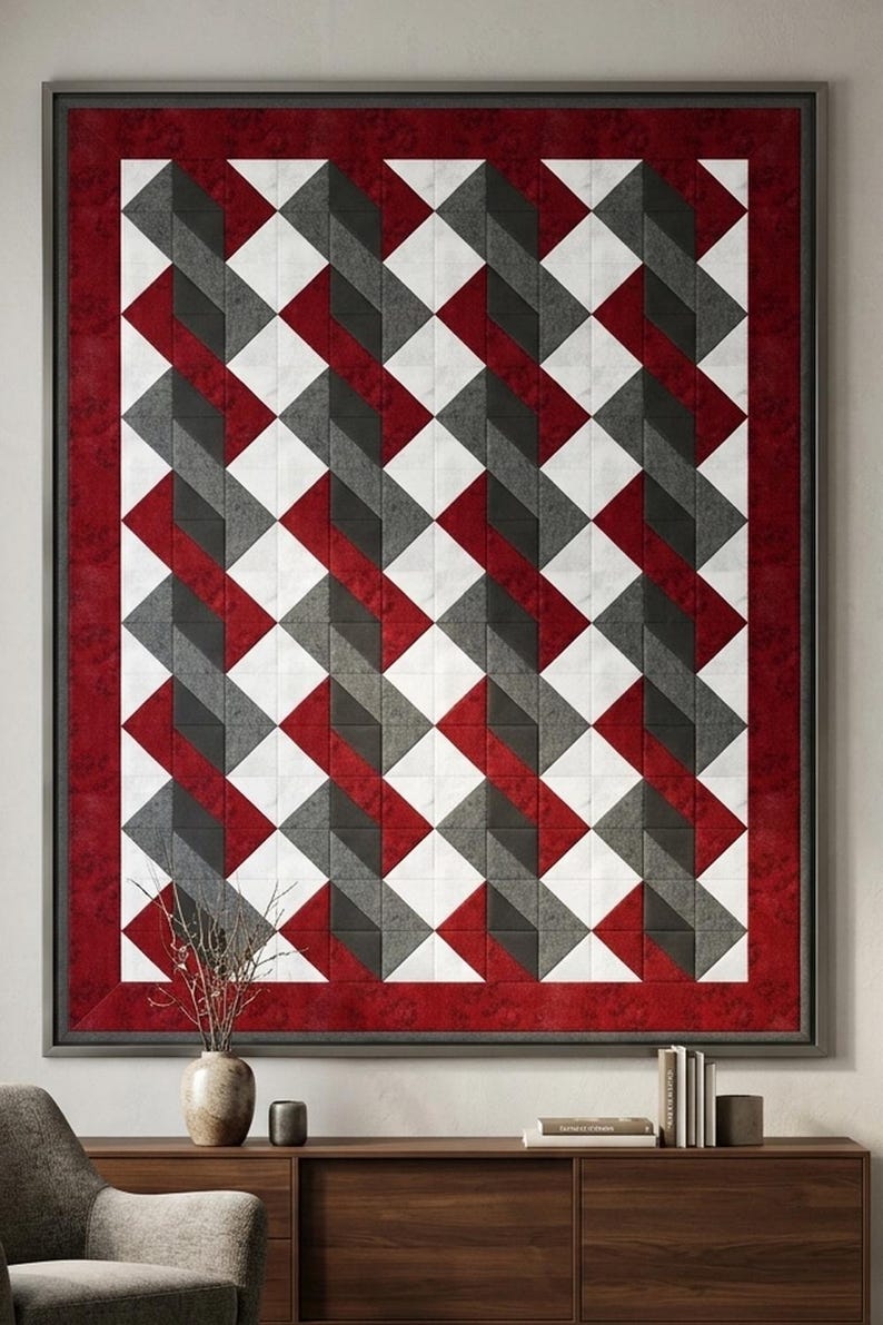 Digital PDF Quilt Block Pattern|Twisted Pole Quilt Block Pattern|Modern Patchwork|Instant Download image 3