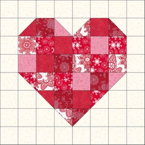 Digital PDF Quilt Block Pattern|Scrappy Heart 1|Modern Patchwork|Instant Download