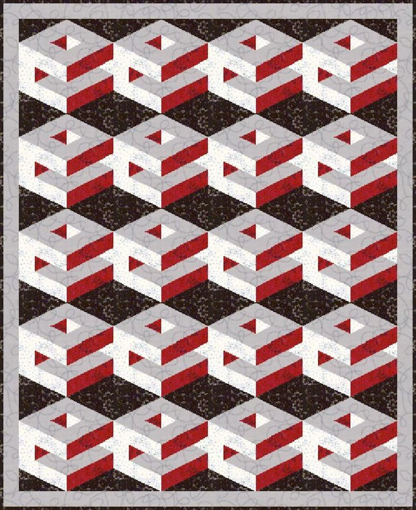 Digital PDF Quilt Block Pattern|3d Design Quilt Block Pattern|3d ...