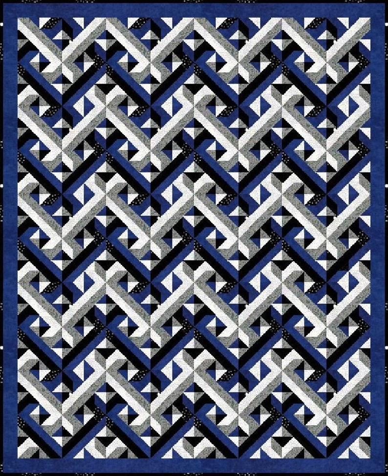 Digital PDF Quilt PatternQuilt Interwoven DesignModern PatchworkQuilt Block Pattern image 4