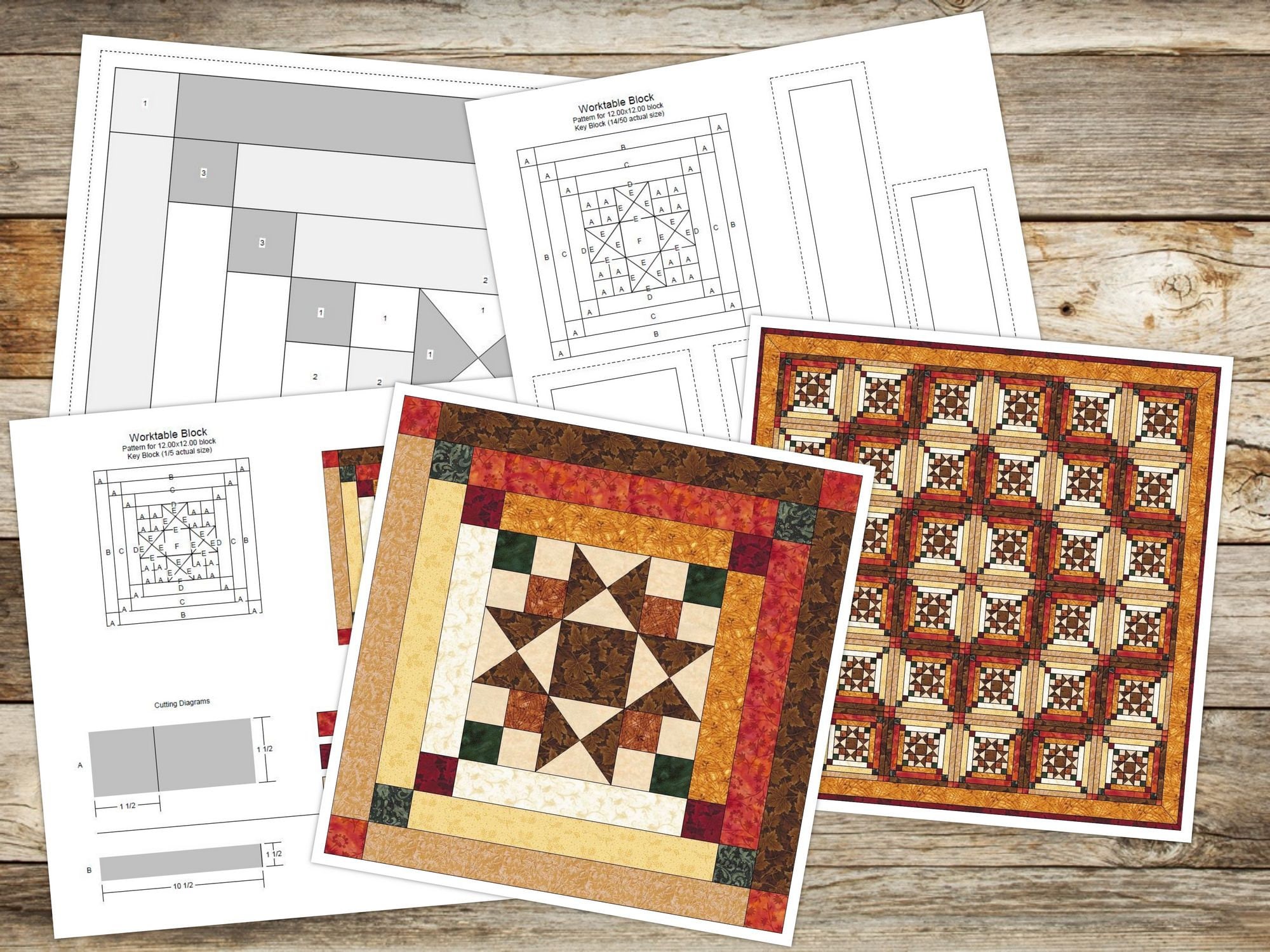 Digital Pdflog Cabin Double Star Quilt Block Patternmodern - Etsy