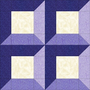 Patrón de bloque de colcha cuadrado con diseño de celosía, 4 tamaños: 6", 8", 10", 12", diseño geométrico moderno para colcha, nivel de dificultad: fácil, PDF digital