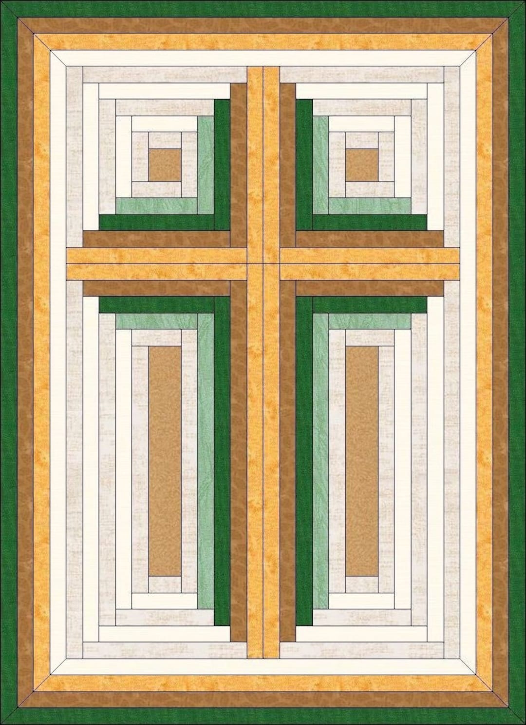 Digital Pdflog Cabin Cross Quilt Block Patternclassic Log Cabinmodern