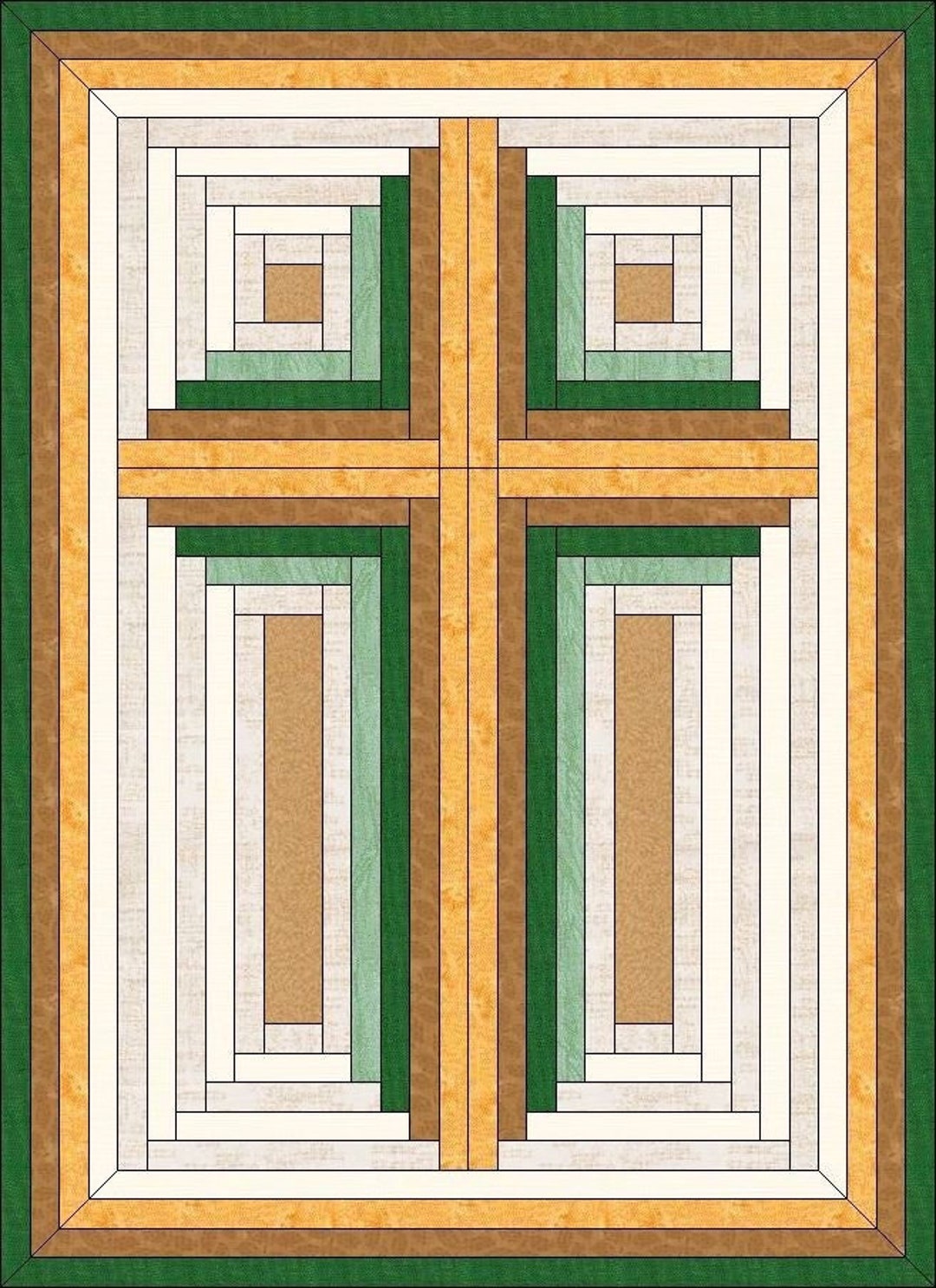 Digital Pdflog Cabin Cross Quilt Block Patternclassic Log Cabinmodern Patchworkinstant Download - Etsy