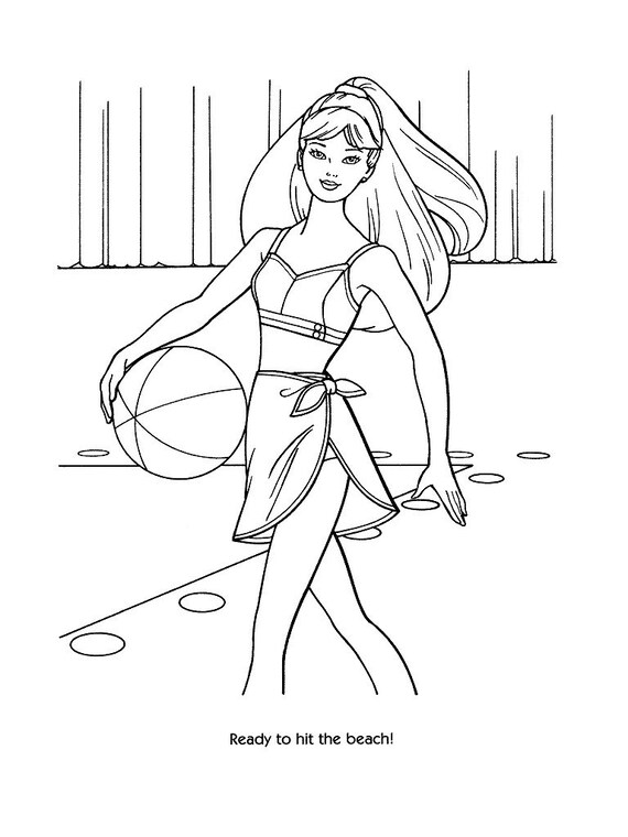 Barbie At The Beach Coloring Pages