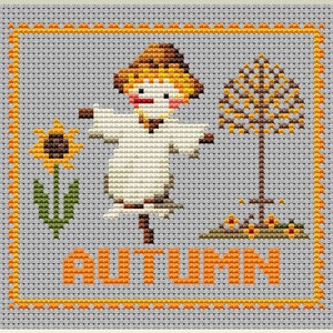 Set 4 Seasons, Modern Cross Stitch Pattern,spring, Summer, Autumn ...