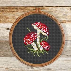 Fly agaric mushroom, cross stitch pattern, cross stitch modern,Counted Cross Stitch Pattern Chart, Hand Stitching, PDF Digital Download