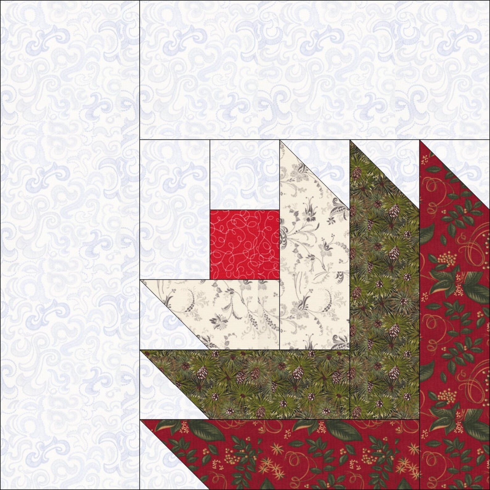 Digital Pdfchristmas Rose Wreath Quilt Block Patternmodern Etsy