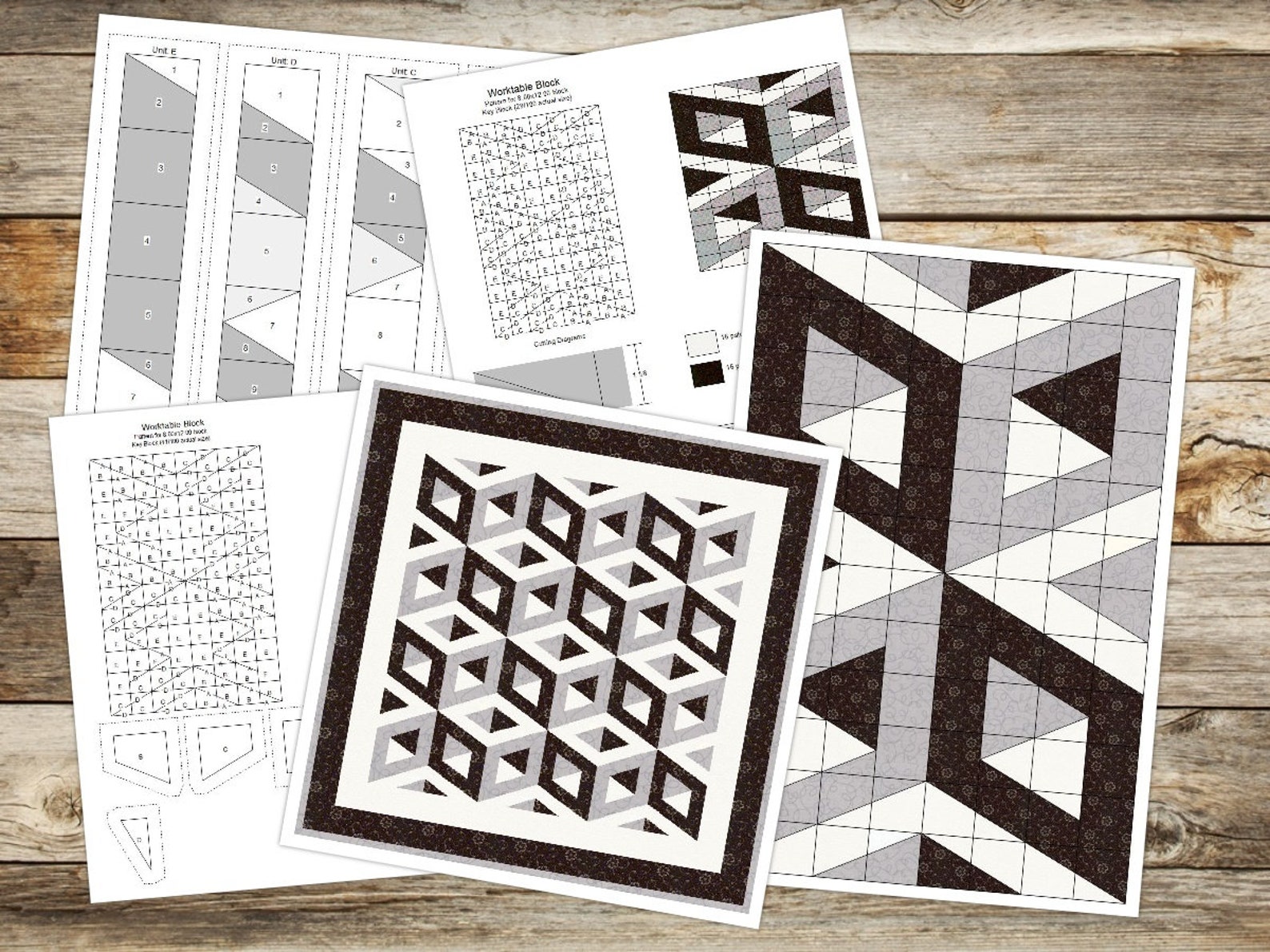 Digital PDF Quilt Block Pattern|3d Illusion Quilt Block Pattern (1)|3D ...