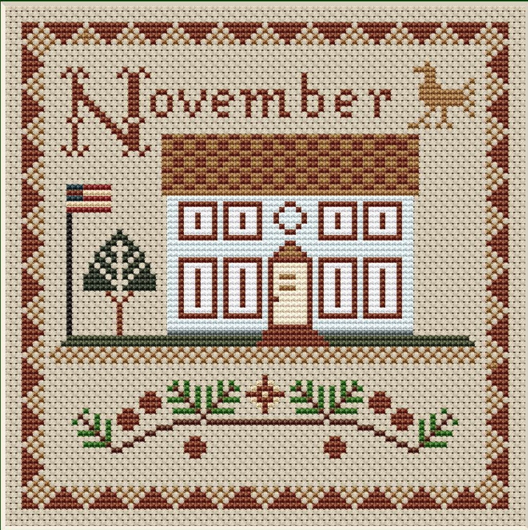 November Cross Stitch Pattern,november Monthly Sampler, Calendar Cross ...