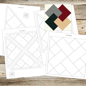 Foundation Paper Piecing (FPP) Templates|Card Trick 2 Quilt Block Pattern |3 finished block sizes: 6,8,10"|Digital PDF|Instant Download