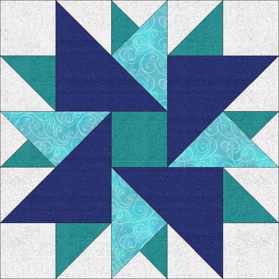 Digital PDF Quilt Block Pattern|Double Aster Quilt Block Pattern|Modern Patchwork|Instant Download