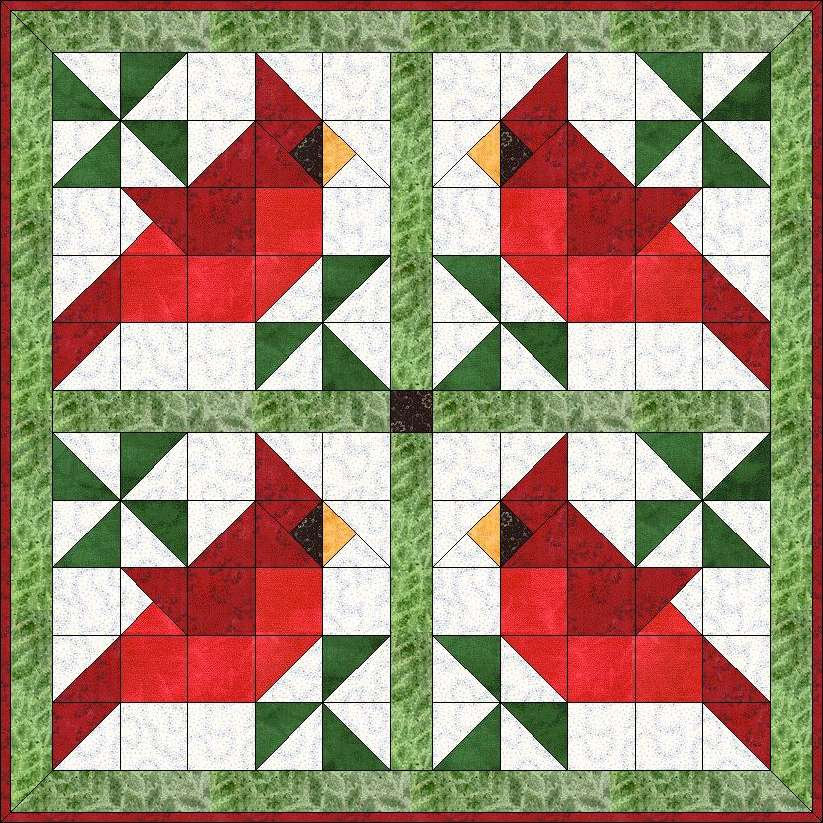 Digital PDF Quilt Block PatternCardinal Bird Quilt Etsy