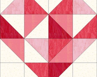 Digital PDF Quilt Block Pattern|Abstract Heart|Valentine Quilt Pattern|Modern Patchwork|Instant   Download