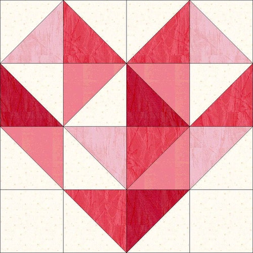 Log Cabin Heart Quilt Block Pattern Download Etsy