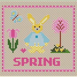 Set 4 Seasons, Modern Cross Stitch Pattern,spring, Summer, Autumn ...