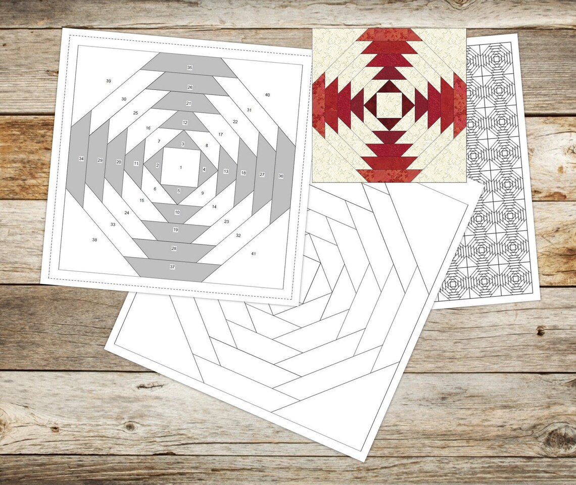 Foundation Paper Piecing (FPP) Templates|pineapple Quilt Block Pattern ...