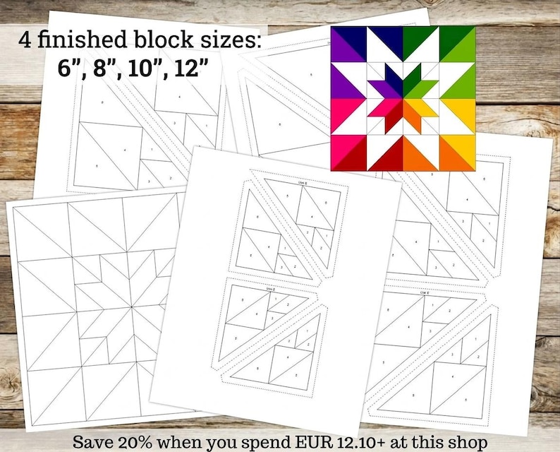 Foundation Paper Piecing (FPP) Templates|double Star Quilt Block ...