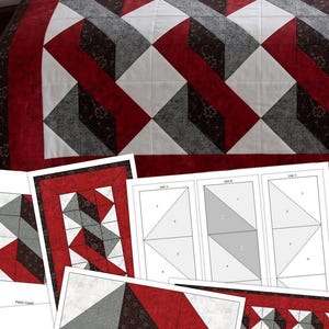Digital PDF Quilt Block Pattern|Twisted Pole Quilt Block Pattern|Modern Patchwork|Instant Download image 5