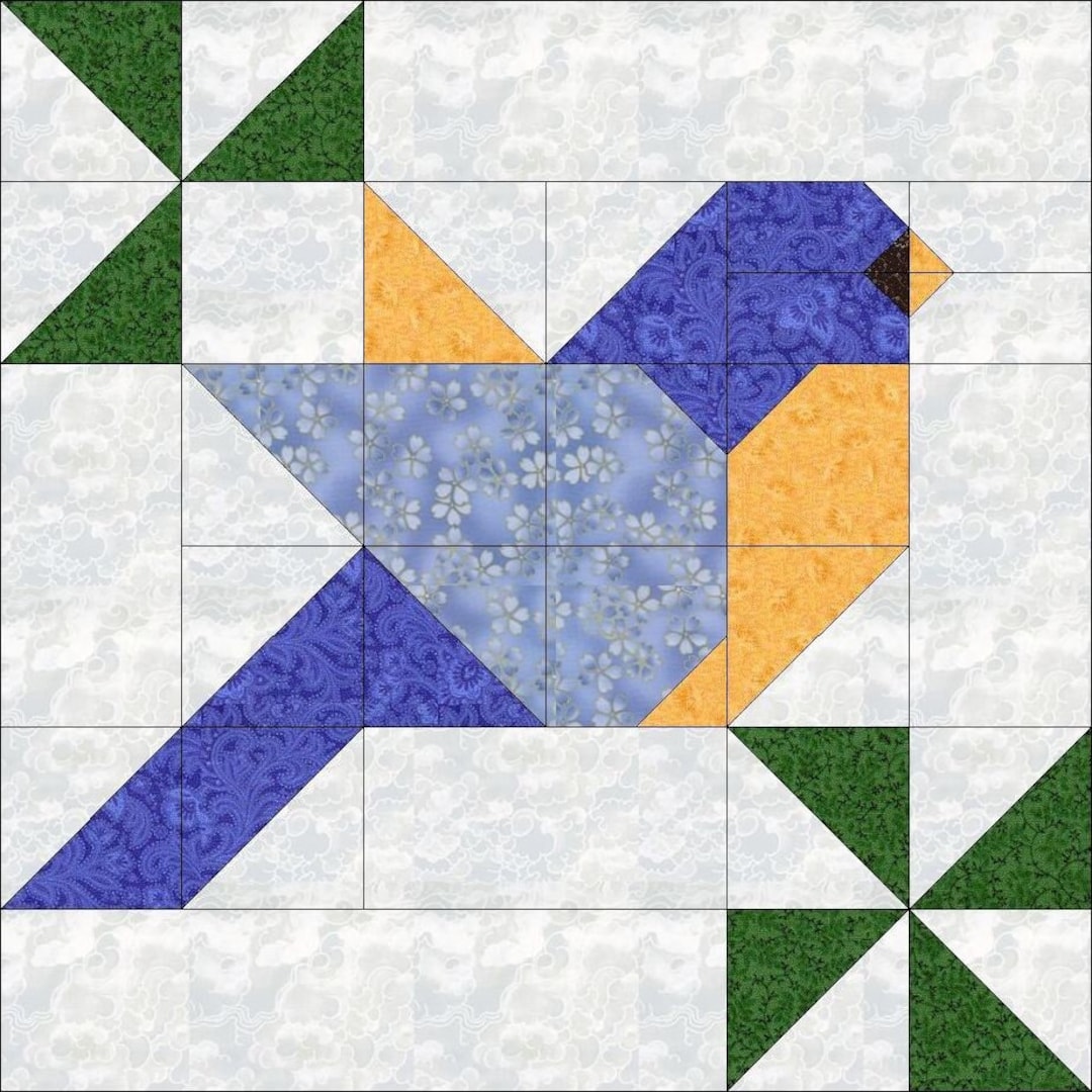 Digital PDF Quilt Block Pattern|blue Bird Quilt Block Pattern|eastern ...