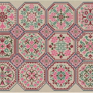 Mini Quaker Sampler, Patrón de punto de cruz, Patrón de punto de cruz primitivo PDF, Descarga instantánea, decoración infantil