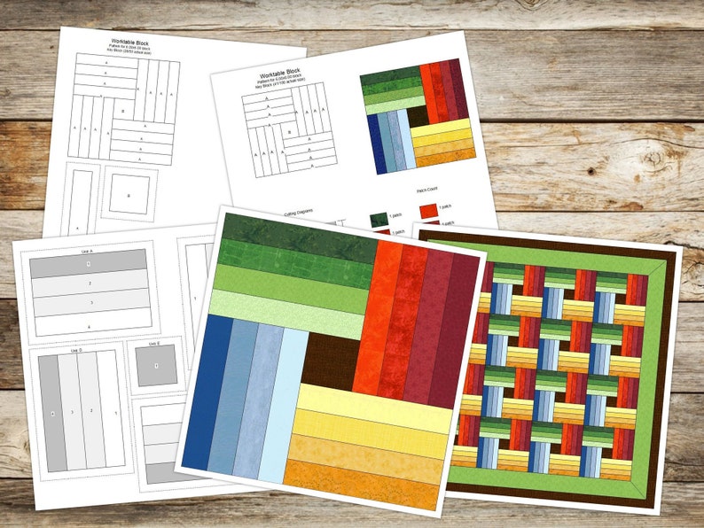 Digital PDF Quilt Block Pattern|rainbow Rail Fence Quilt Block Pattern ...