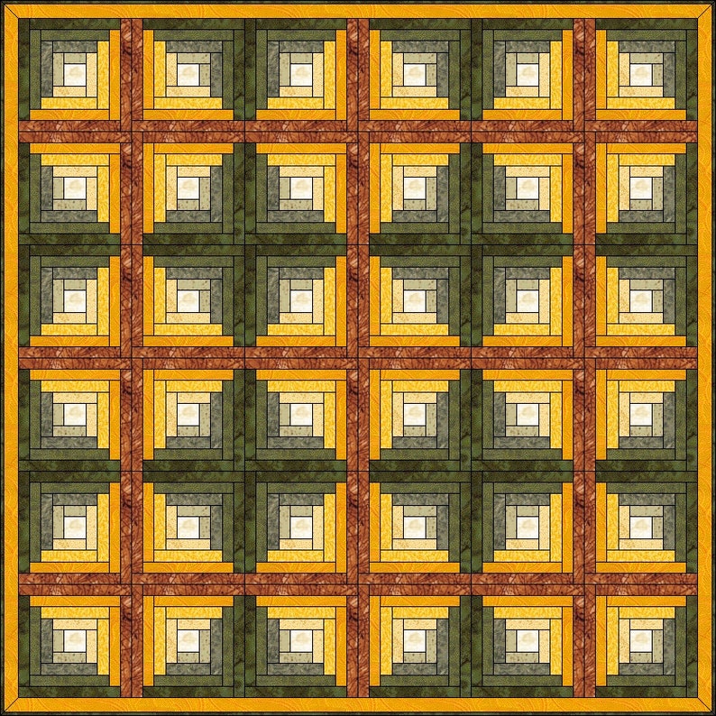 Cabin Pattern Digital Pdf|classic Log Cabin Quilt Block Pattern|modern Patchwork ...