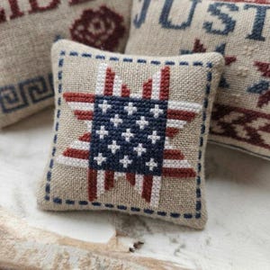 American Flag, Patriotic Star Cross Stitch Pattern PDF, Farmhouse decor, Embroidery, Primitive July 4th Decor, Instant Download.