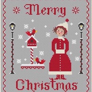 メリークリスマス クロスステッチ オーナメント、サンプル、クリスマス クロスステッチ パターン カーディナル 簡単パターン、デジタル ダウンロード、pdf、インスタント ダウンロード