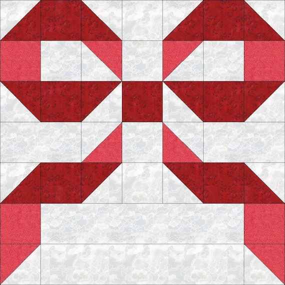 Digital PDF | Ribbon Bow Quilt Block Pattern | Modern Patchwork | Instant Download