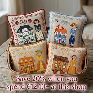 Quirky Calendar Girls August Calendar Girls Cross Stitch Pattern, House Sampler (PDF) image 3