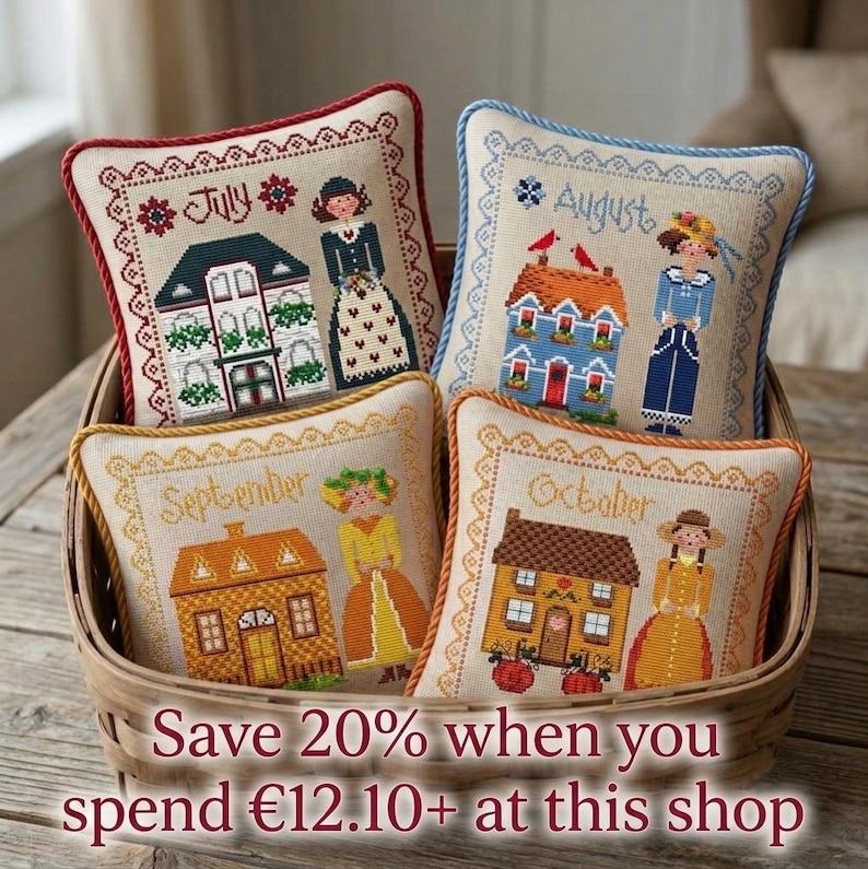 Quirky Calendar Girls August Calendar Girls Cross Stitch Pattern, House Sampler (PDF) image 3