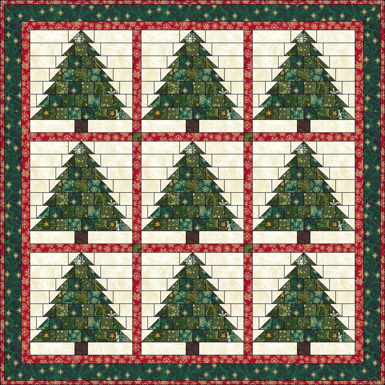 Digital Pdf|christmas Tree (3) Quilt Block Pattern|modern Patchwork ...