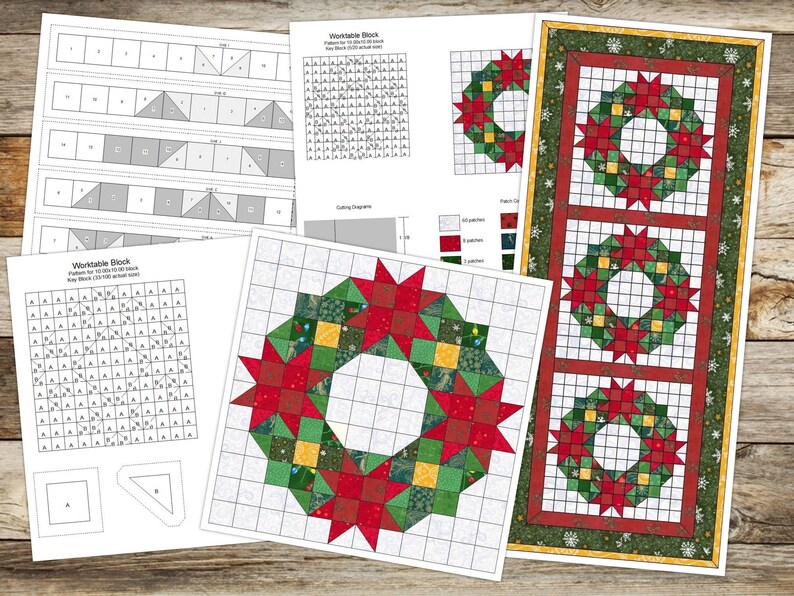Digital PDF Quilt Block Patternchristmas Wreath Quilt Block Etsy