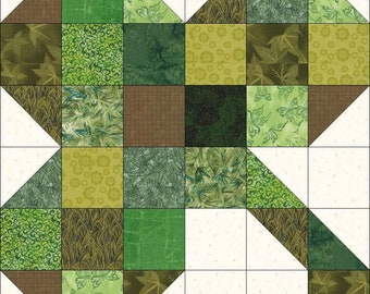 Digital PDF Quilt Block Pattern|Leaf Clover Quilt Block Pattern|Modern Patchwork|Instant Download
