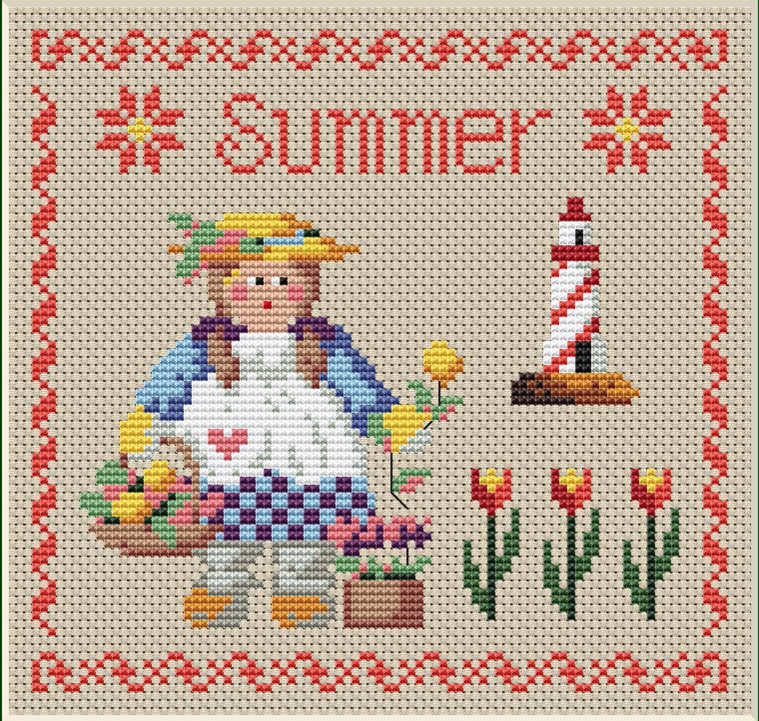 Cross Stitch Pattern Season - Summer Cross Stitch Pattern, Month of ...
