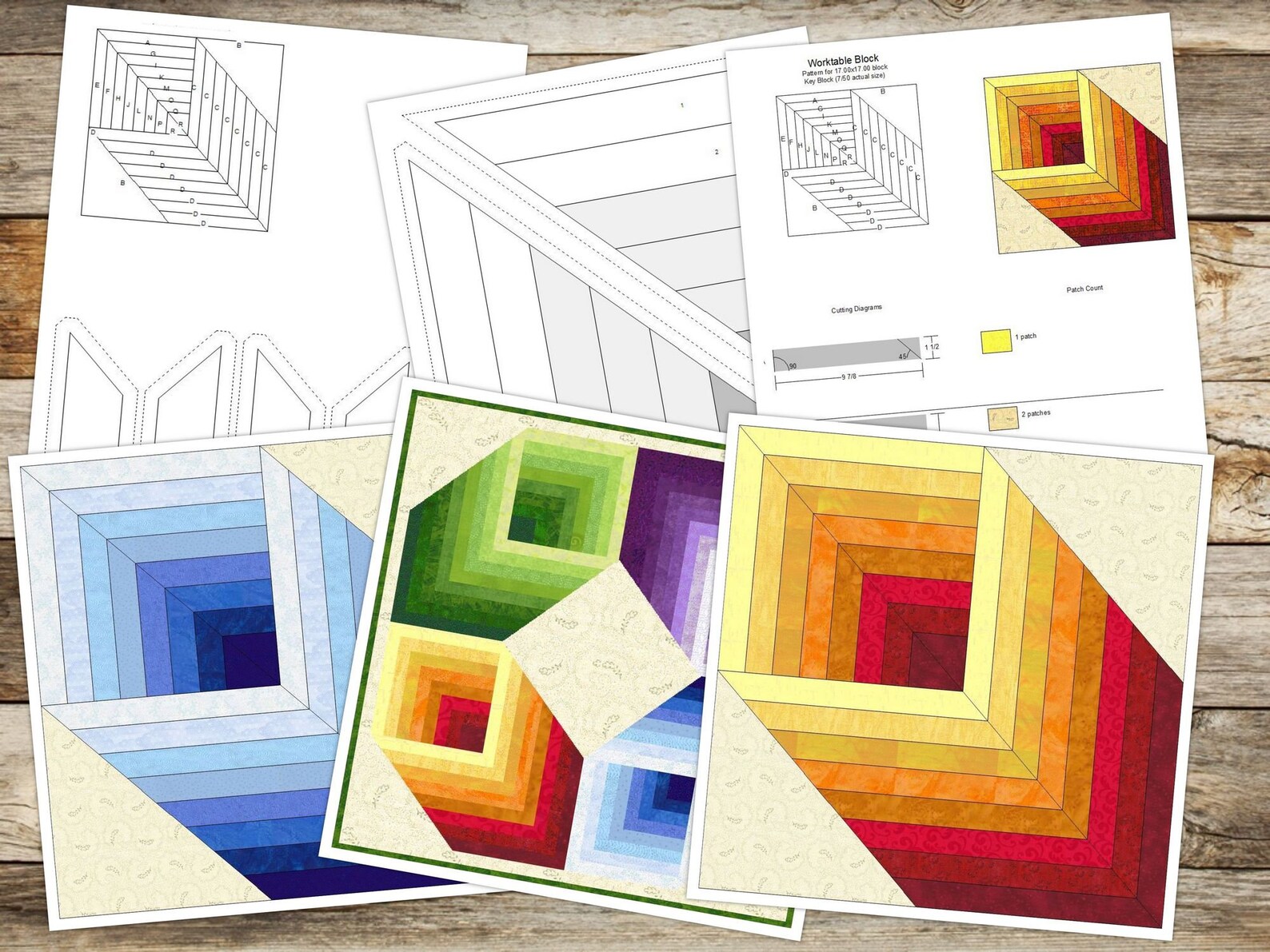 Digital PDF Quilt Block Pattern|rainbow 3D Illusion Quilt Block Pattern ...