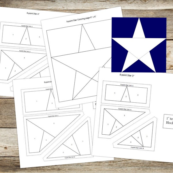 Foundation Paper Piecing (FPP) Templates|5-point Star Quilt Block Pattern |8 finished block sizes: 3,4,5,6,7,8,9,10"|PDF|Instant Download