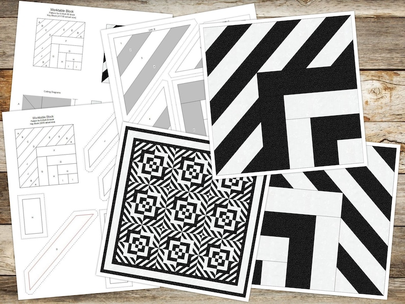 Quilt Pattern Simulating Blocks Digital PDF Quilt Block Pattern|optical Illusion Block Pattern (5 ...