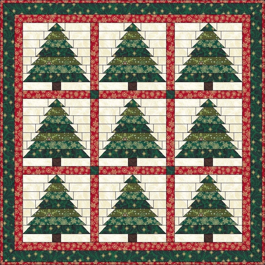 Tree Patchwork Square Digital Pdf|christmas Tree (2) Quilt Block Pattern|modern Patchwork ...