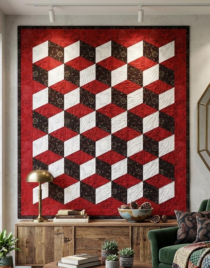 2024 美品 UN3D. BLOCK PATTERN KT SK 36 Digital PDF Quilt Block Pattern|tumbling Blocks Quilt Block