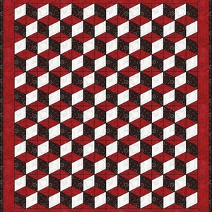 Digital PDF Quilt Block Pattern|Tumbling Blocks Quilt Block Pattern|3D Quilt Design|Modern Patchwork| Instant Download image 2