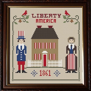 Counted Cross Stitch Pattern Preserving Liberty, 4th of July, Patriotic Decor,House Americana, American Flag, Freedom, PDF, Instant Download