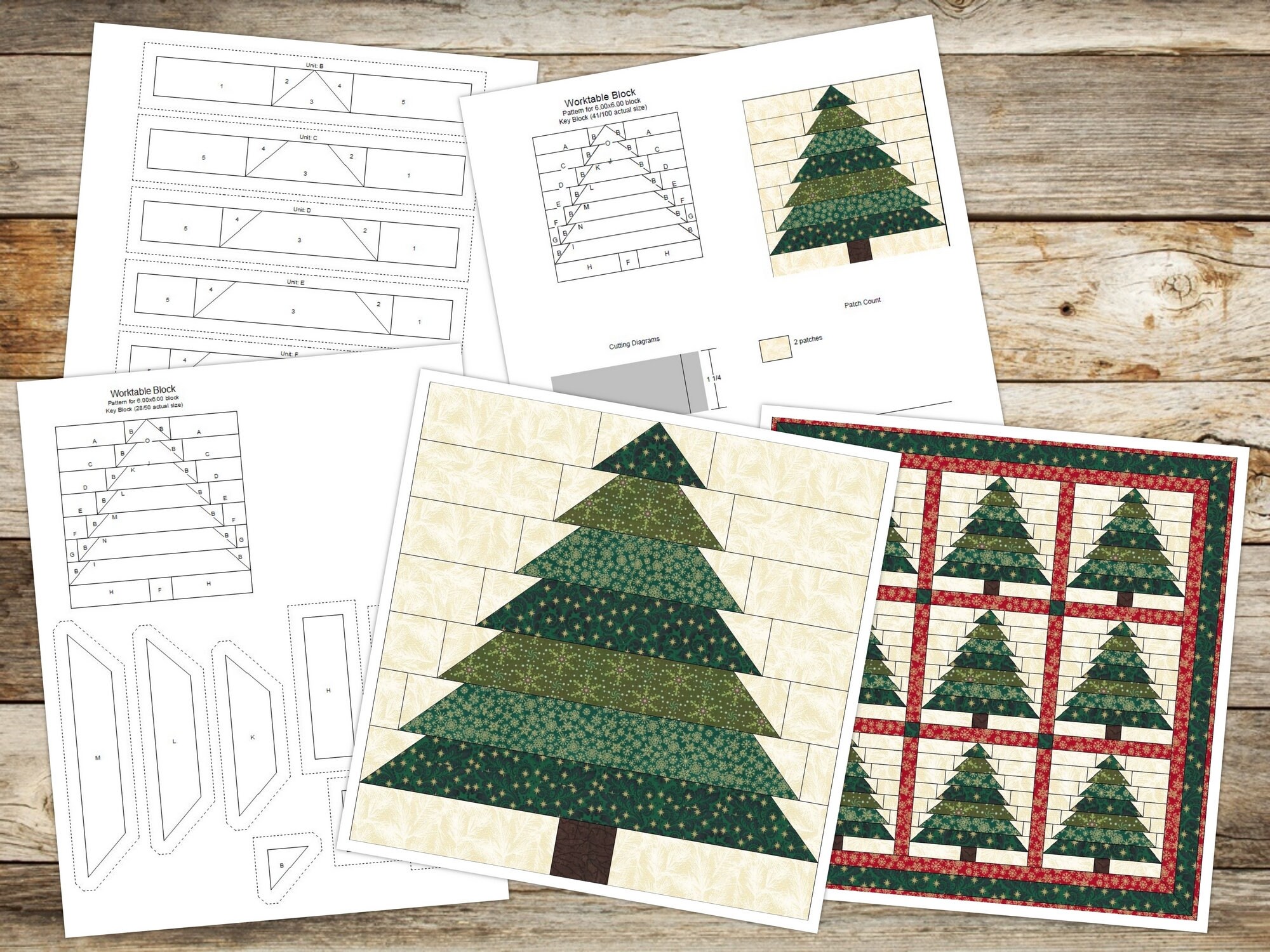Digital Pdf|christmas Tree (2) Quilt Block Pattern|modern Patchwork ...