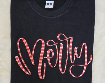 Embroidered Merry Top, christmas sweater, xmas t-shirt