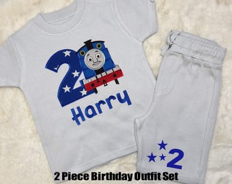 Personalised birthday outfit, Thomas the train Birthday T-shirt set,  Thomas the train matching set, Thomas the train birthday party