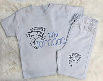 Embroidered kids shorts set | Tiny Tornado outfit | Toddler summer set