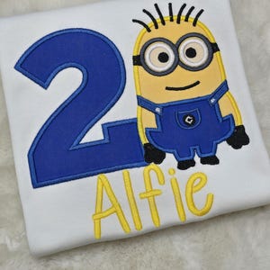 Personalised minion Birthday Tshirt, minion number tshirt , minion birthday party,  birthday outfit, minion party theme